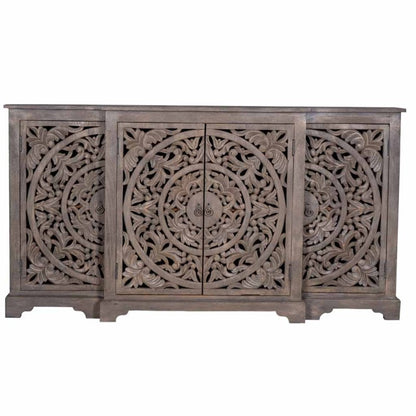 Chic Hand - Carved White Buffet | Solid Wood Sideboard for Dining Room Buffet - Bone Inlay Furnitures