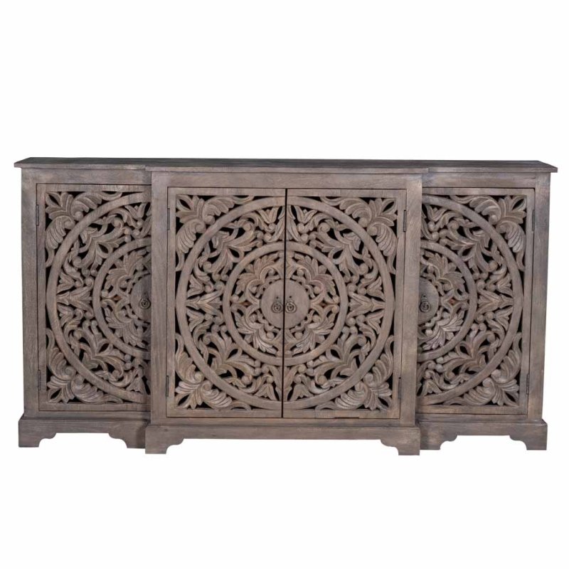 Chic Hand - Carved White Buffet | Solid Wood Sideboard for Dining Room Buffet - Bone Inlay Furnitures