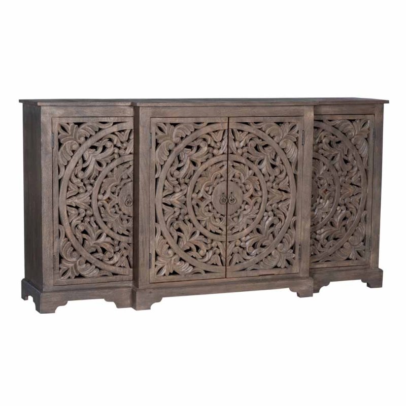 Chic Hand - Carved White Buffet | Solid Wood Sideboard for Dining Room Buffet - Bone Inlay Furnitures