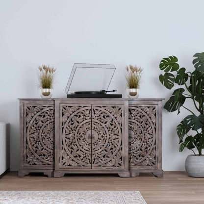 Chic Hand - Carved White Buffet | Solid Wood Sideboard for Dining Room Buffet - Bone Inlay Furnitures