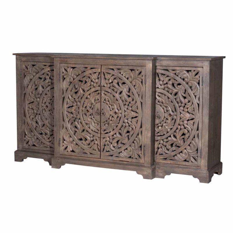Chic Hand - Carved White Buffet | Solid Wood Sideboard for Dining Room Buffet - Bone Inlay Furnitures