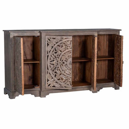 Chic Hand - Carved White Buffet | Solid Wood Sideboard for Dining Room Buffet - Bone Inlay Furnitures