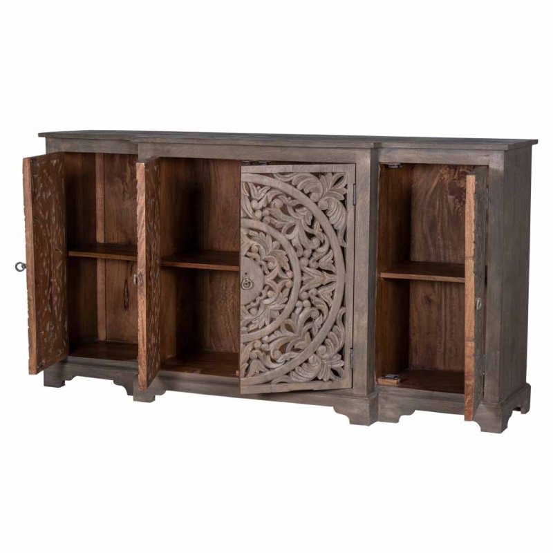 Chic Hand - Carved White Buffet | Solid Wood Sideboard for Dining Room Buffet - Bone Inlay Furnitures