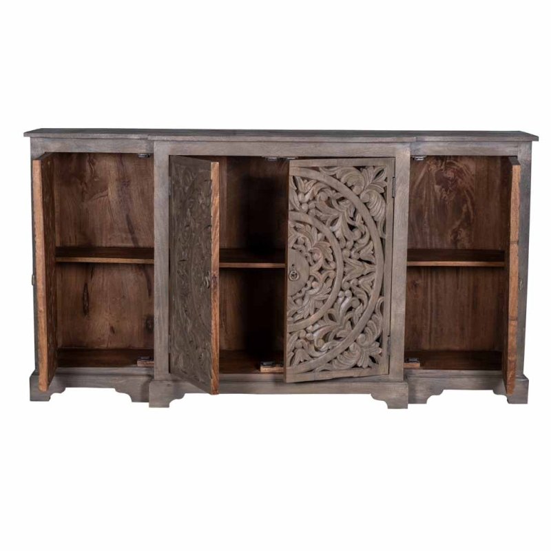 Chic Hand - Carved White Buffet | Solid Wood Sideboard for Dining Room Buffet - Bone Inlay Furnitures