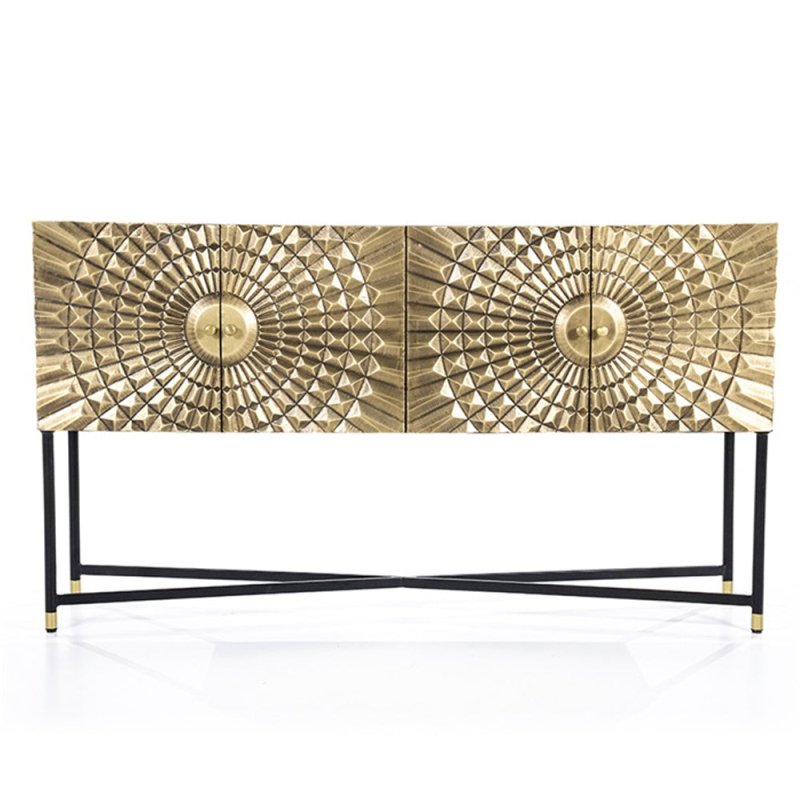Chic Handmade Embossed Metal Sideboard Brass Legs Cabinet Buffet & Sideboard - Bone Inlay Furnitures