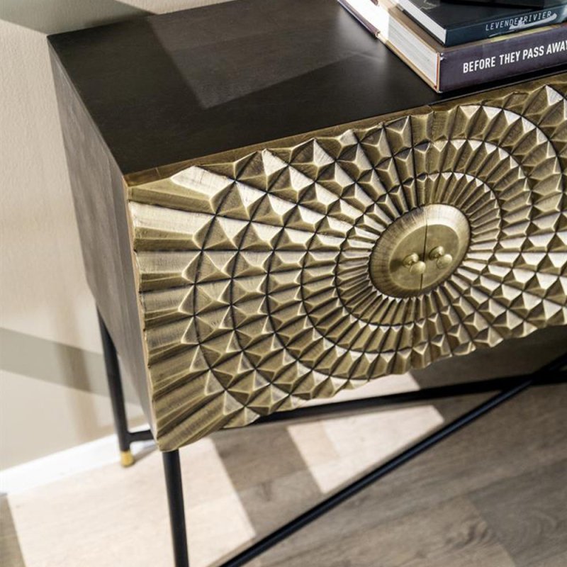 Chic Handmade Embossed Metal Sideboard Brass Legs Cabinet Buffet & Sideboard - Bone Inlay Furnitures