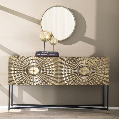 Chic Handmade Embossed Metal Sideboard Brass Legs Cabinet Buffet & Sideboard - Bone Inlay Furnitures