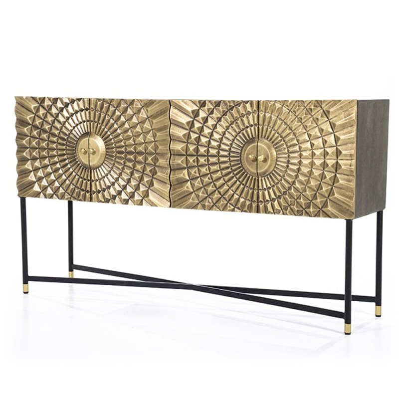Chic Handmade Embossed Metal Sideboard Brass Legs Cabinet Buffet & Sideboard - Bone Inlay Furnitures