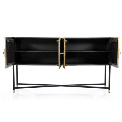 Chic Handmade Embossed Metal Sideboard Brass Legs Cabinet Buffet & Sideboard - Bone Inlay Furnitures