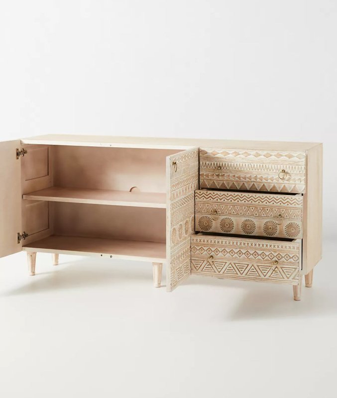 Classic Hand Carved Buffet : Wooden Sideboard with Doors & Drawers Buffet & Sideboard - Bone Inlay Furnitures