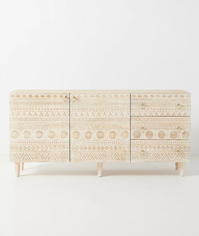 Classic Hand Carved Buffet : Wooden Sideboard with Doors & Drawers Buffet & Sideboard - Bone Inlay Furnitures