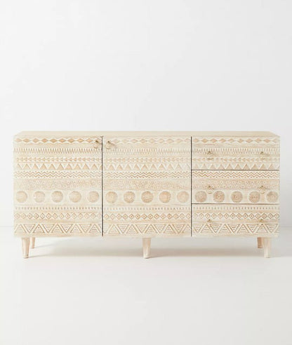 Classic Hand Carved Buffet : Wooden Sideboard with Doors & Drawers Buffet & Sideboard - Bone Inlay Furnitures