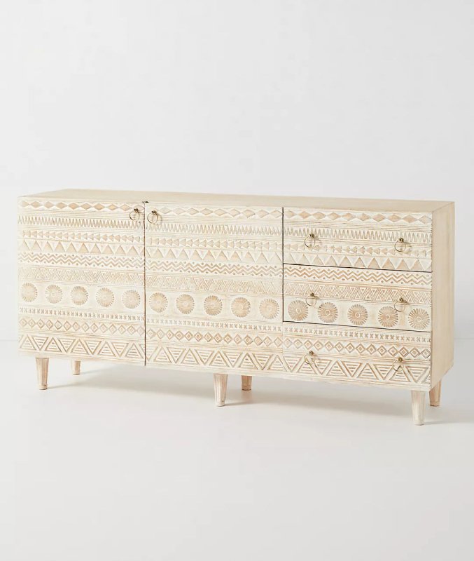 Classic Hand Carved Buffet : Wooden Sideboard with Doors & Drawers Buffet & Sideboard - Bone Inlay Furnitures