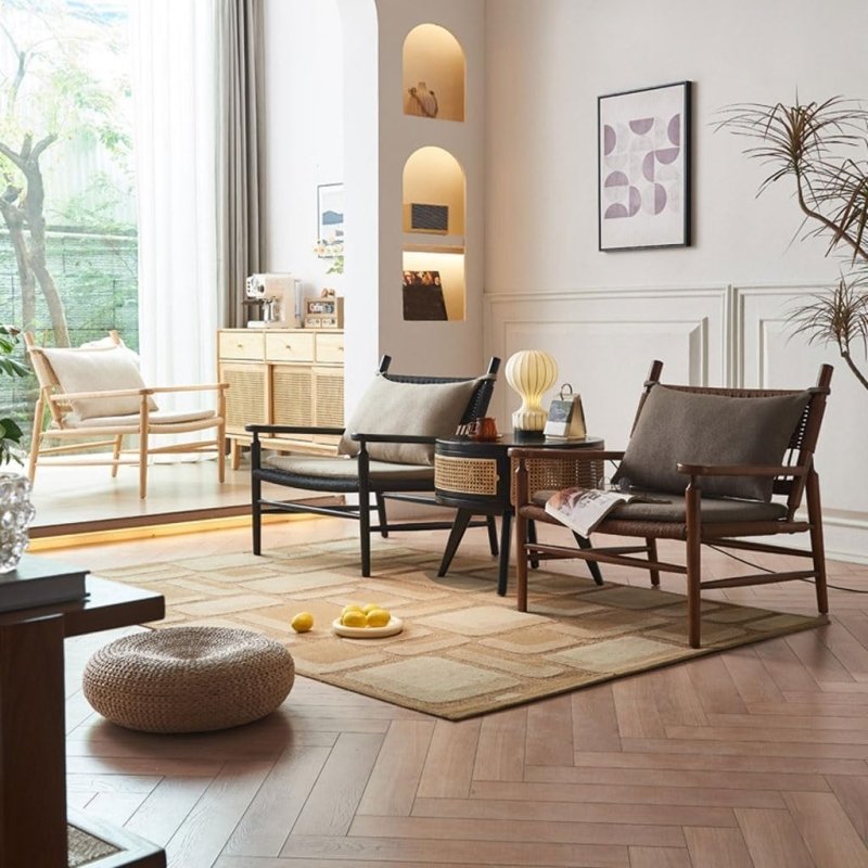 Colonial - Style Handmade Designer Inspired Wooden Rope Chair Armchair - Bone Inlay Furnitures