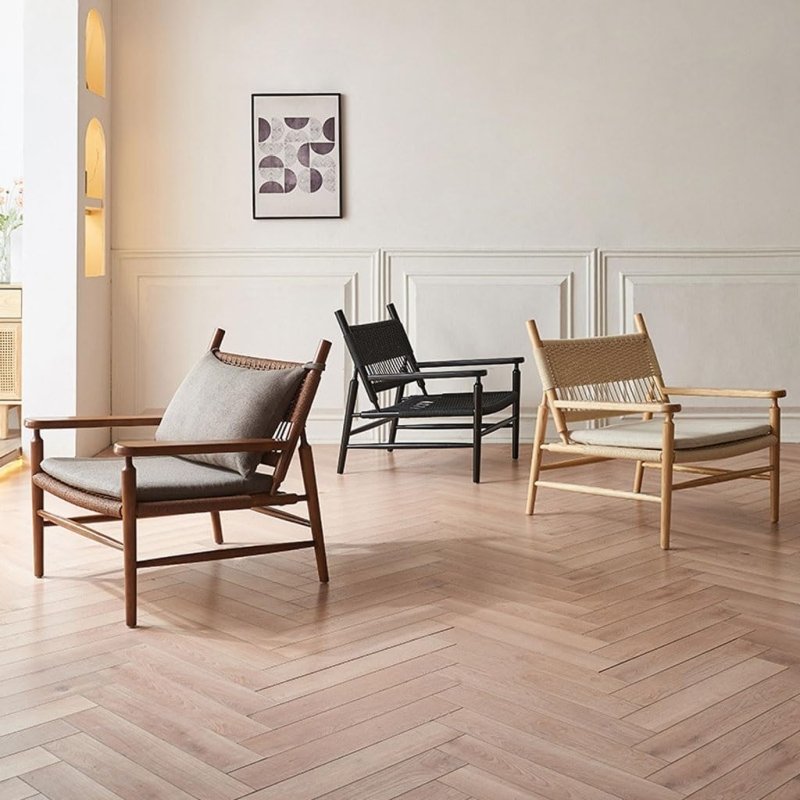 Colonial - Style Handmade Designer Inspired Wooden Rope Chair Armchair - Bone Inlay Furnitures