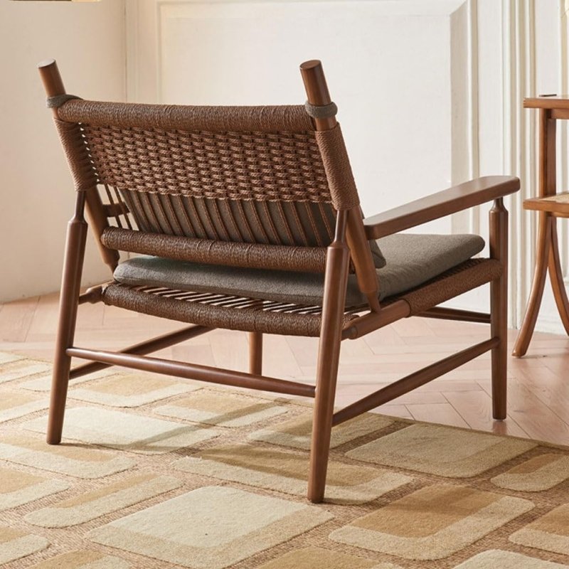 Colonial - Style Handmade Designer Inspired Wooden Rope Chair Armchair - Bone Inlay Furnitures