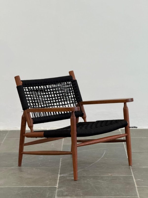 Colonial - Style Handmade Designer Inspired Wooden Rope Chair Armchair - Bone Inlay Furnitures