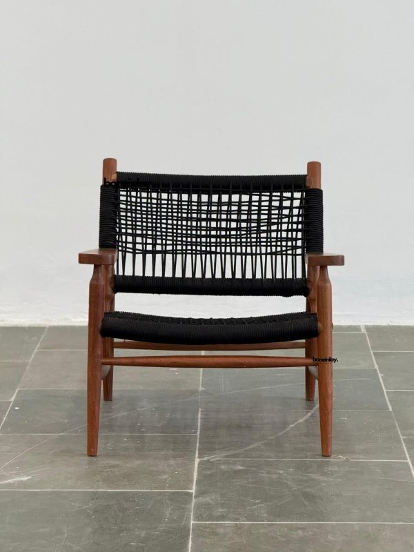 Colonial - Style Handmade Designer Inspired Wooden Rope Chair Armchair - Bone Inlay Furnitures