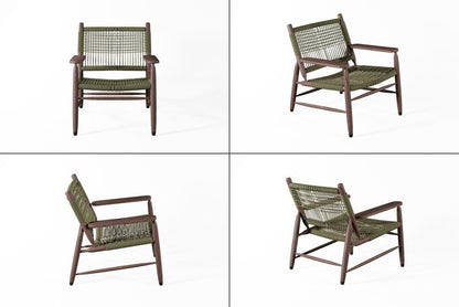 Colonial - Style Handmade Designer Inspired Wooden Rope Chair Armchair - Bone Inlay Furnitures