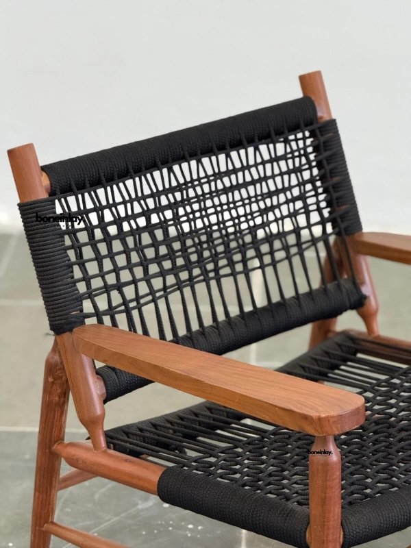 Colonial - Style Handmade Designer Inspired Wooden Rope Chair Armchair - Bone Inlay Furnitures