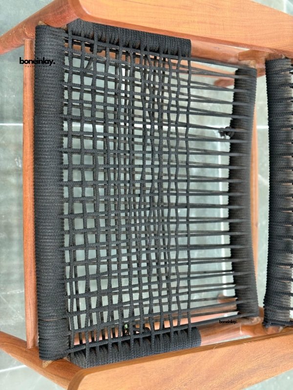 Colonial - Style Handmade Designer Inspired Wooden Rope Chair Armchair - Bone Inlay Furnitures