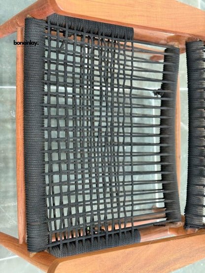 Colonial - Style Handmade Designer Inspired Wooden Rope Chair Armchair - Bone Inlay Furnitures