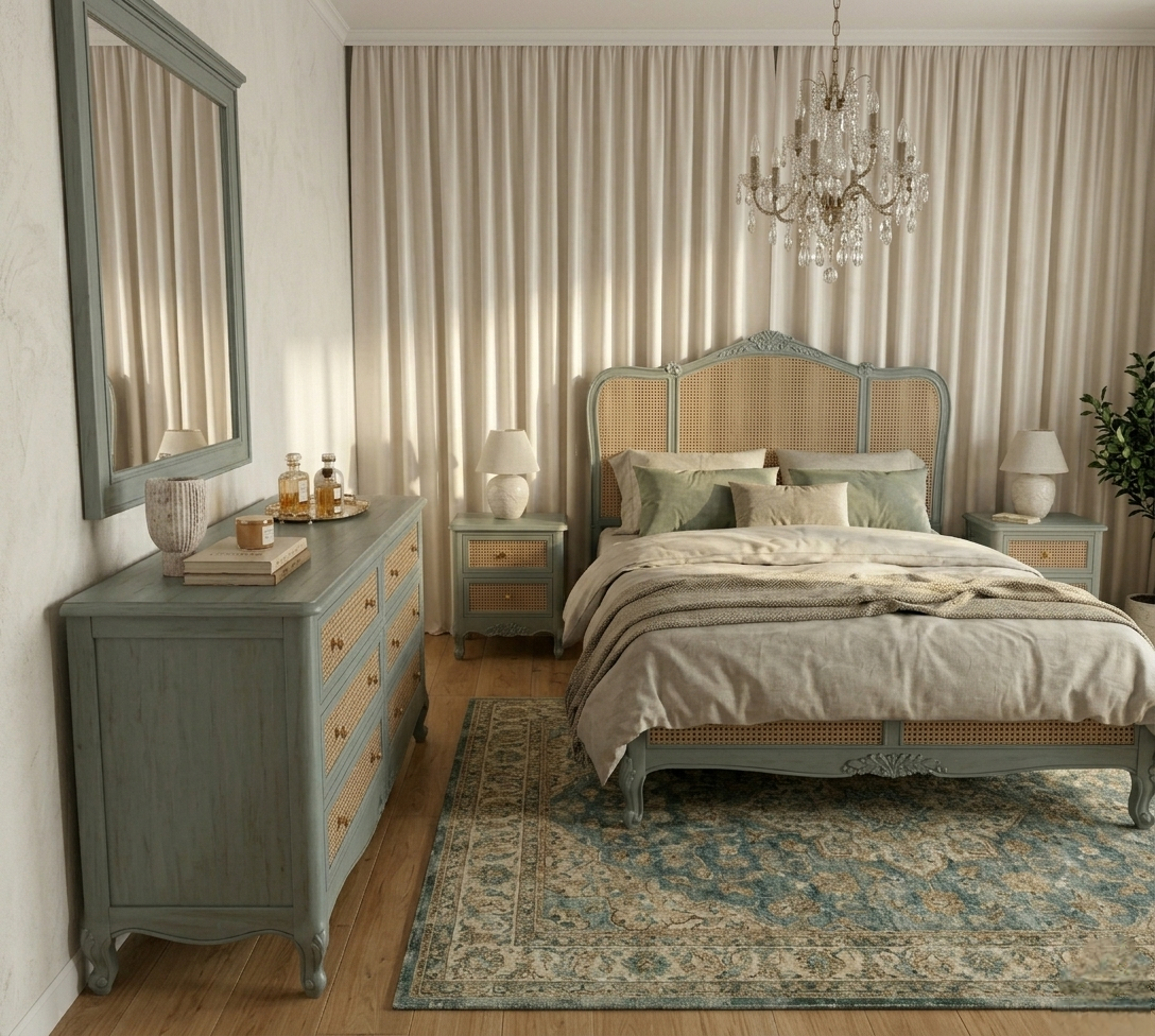 craftology-rattan-painted-low-footboard-bed - side view