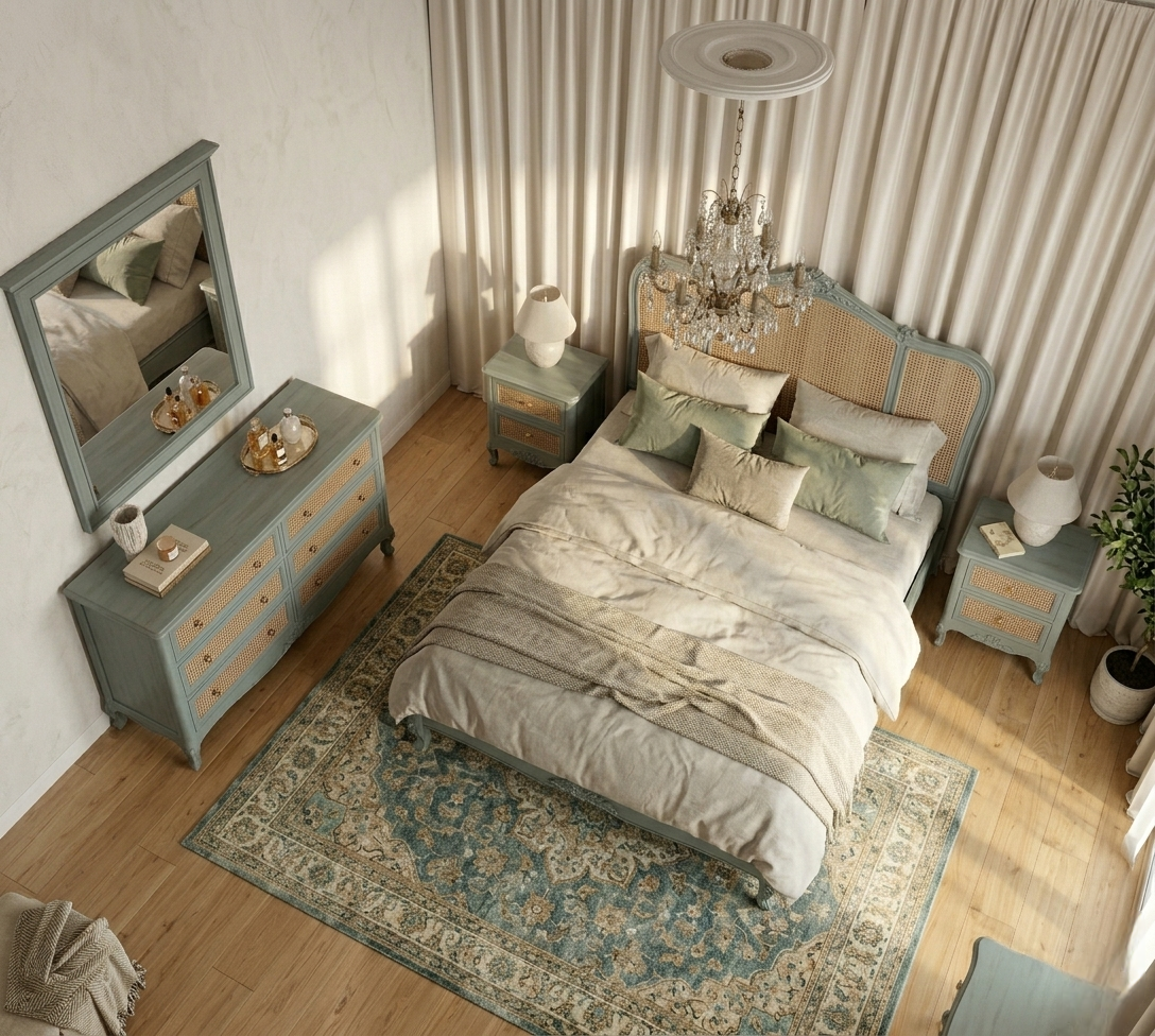 craftology-rattan-painted-low-footboard-bed - top view