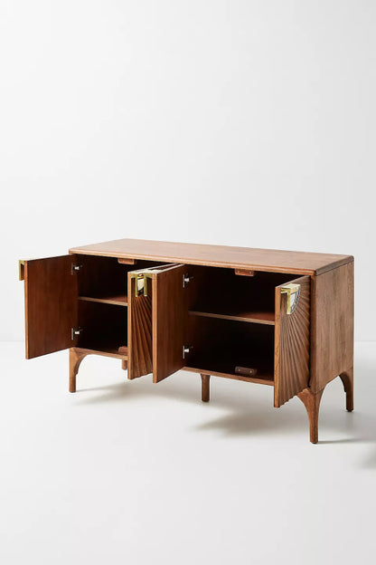 Daybreak Sideboard | Hand - Carved Sunburst Design Wooden Credenza Buffet & Sideboard - Bone Inlay Furnitures