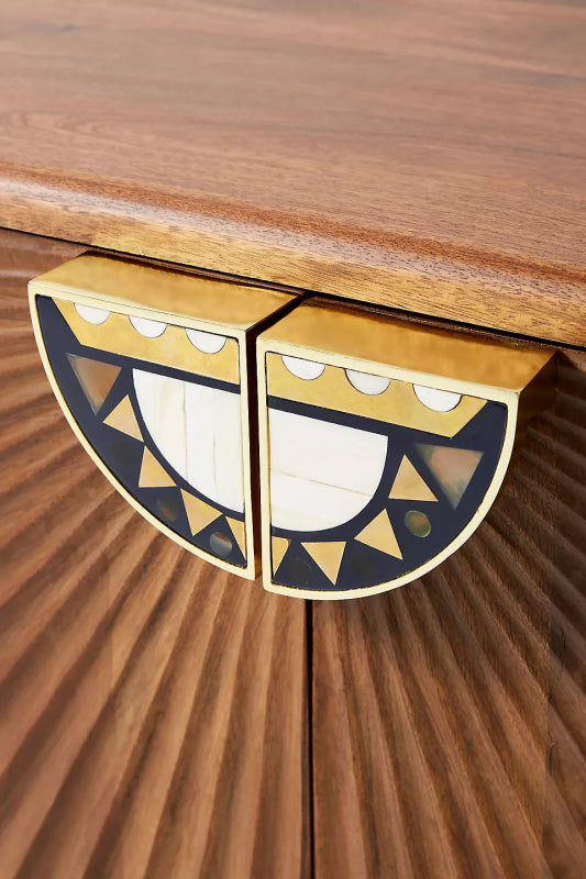 Daybreak Sideboard | Hand - Carved Sunburst Design Wooden Credenza Buffet & Sideboard - Bone Inlay Furnitures