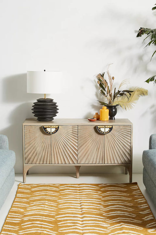 Daybreak Sideboard | Hand - Carved Sunburst Design Wooden Credenza Buffet & Sideboard - Bone Inlay Furnitures