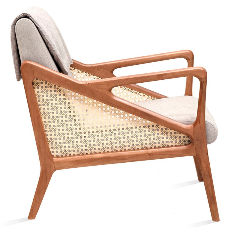 Designer Cane and Upholstered Lounge Chair Chair - Bone Inlay Furnitures