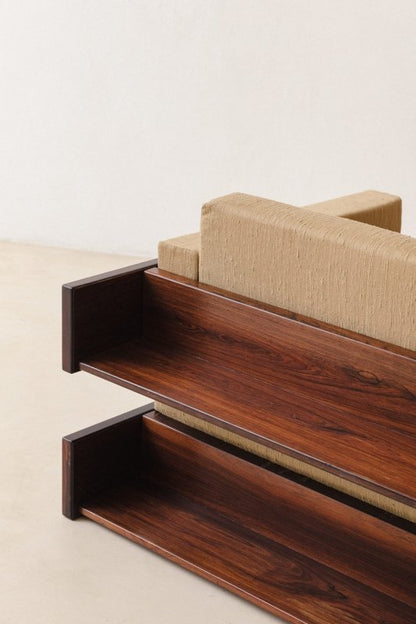 Designer Handmade Armrest Brown Sofa With Upholstery Sofa - Bone Inlay Furnitures