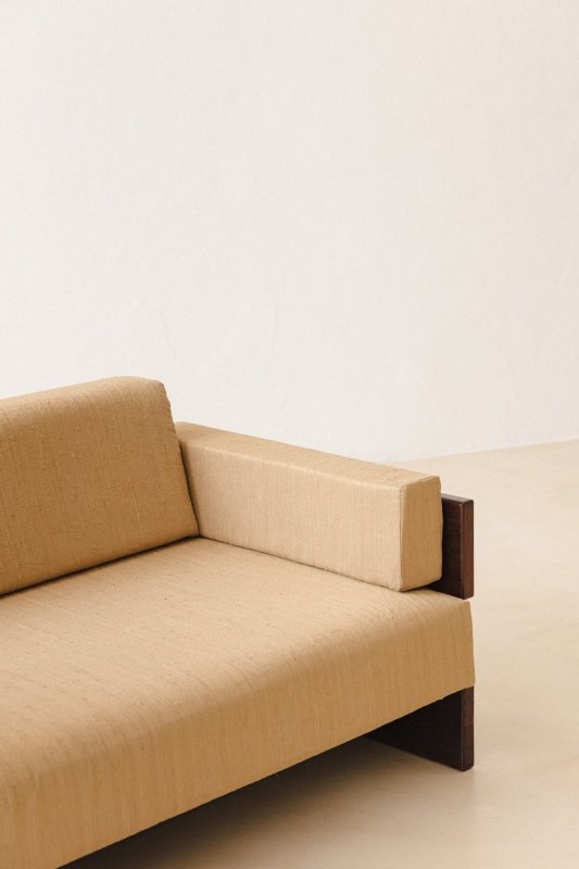 Designer Handmade Armrest Brown Sofa With Upholstery Sofa - Bone Inlay Furnitures