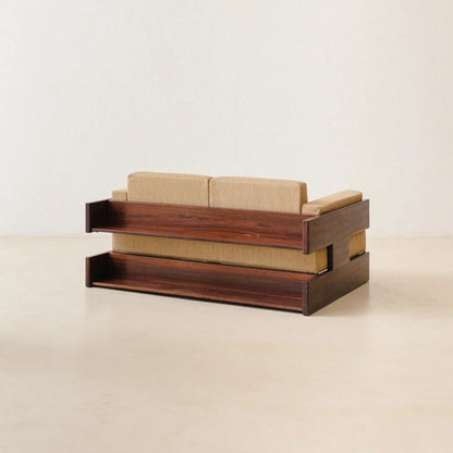 Designer Handmade Armrest Brown Sofa With Upholstery Sofa - Bone Inlay Furnitures