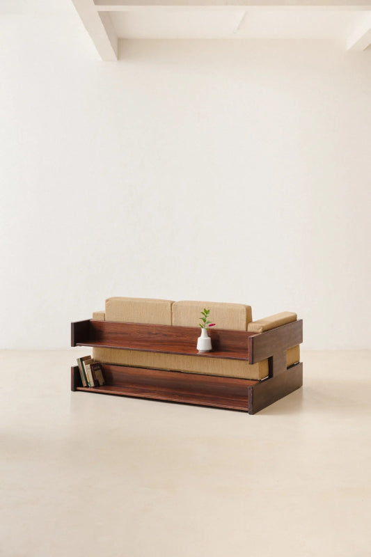 Designer Handmade Armrest Brown Sofa With Upholstery Sofa - Bone Inlay Furnitures