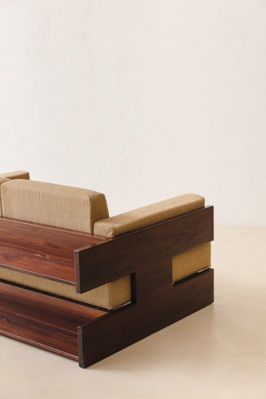 Designer Handmade Armrest Brown Sofa With Upholstery Sofa - Bone Inlay Furnitures