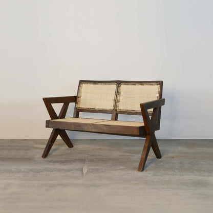 Designer Handmade Pierre Jeanneret Cane Sofa Chair Sofa - Bone Inlay Furnitures