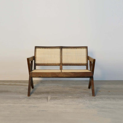 Designer Handmade Pierre Jeanneret Cane Sofa Chair Sofa - Bone Inlay Furnitures