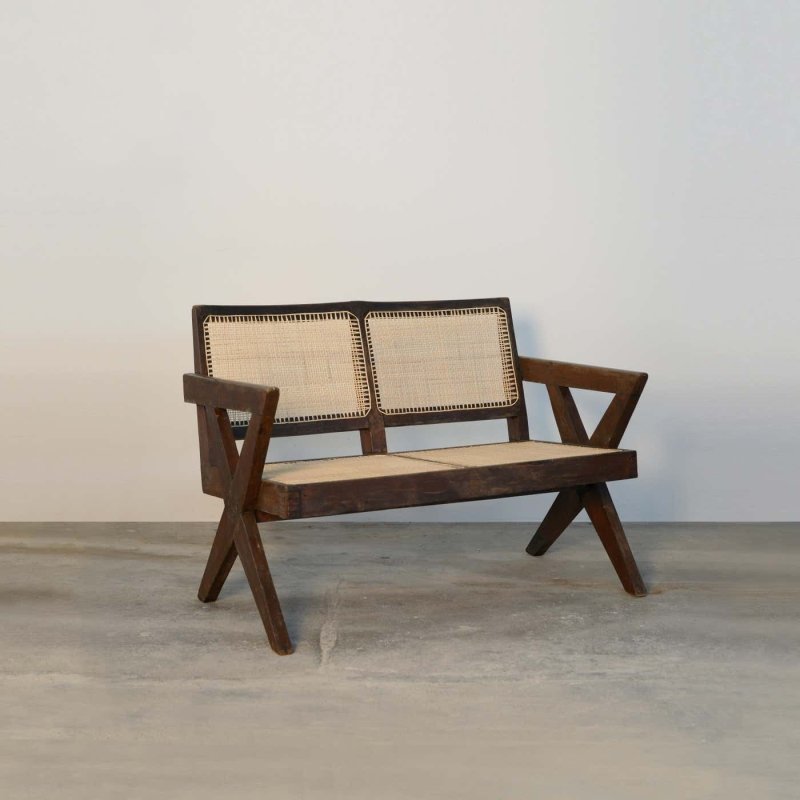 Designer Handmade Pierre Jeanneret Cane Sofa Chair Sofa - Bone Inlay Furnitures