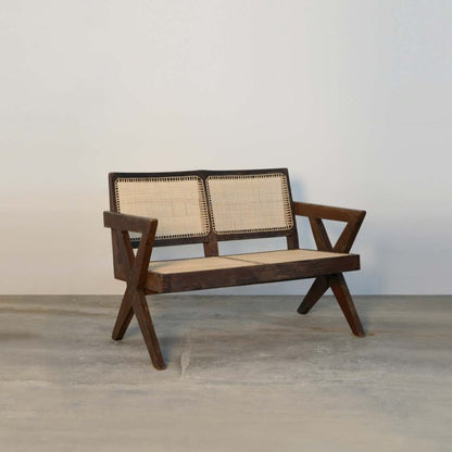 Designer Handmade Pierre Jeanneret Cane Sofa Chair Sofa - Bone Inlay Furnitures