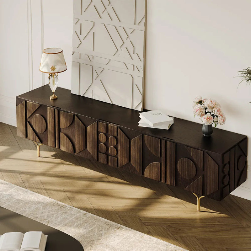 Designer Mid - Century TV Unit Media Console with Storage Media Console Table - Bone Inlay Furnitures