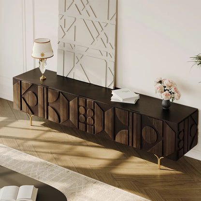 Designer Mid - Century TV Unit Media Console with Storage Media Console Table - Bone Inlay Furnitures