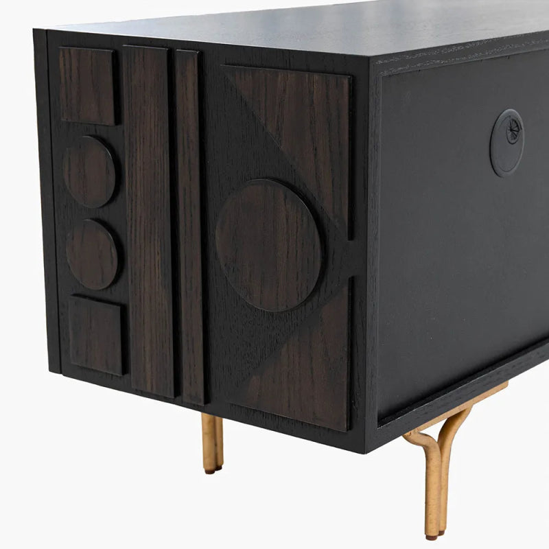 Designer Mid - Century TV Unit Media Console with Storage Media Console Table - Bone Inlay Furnitures