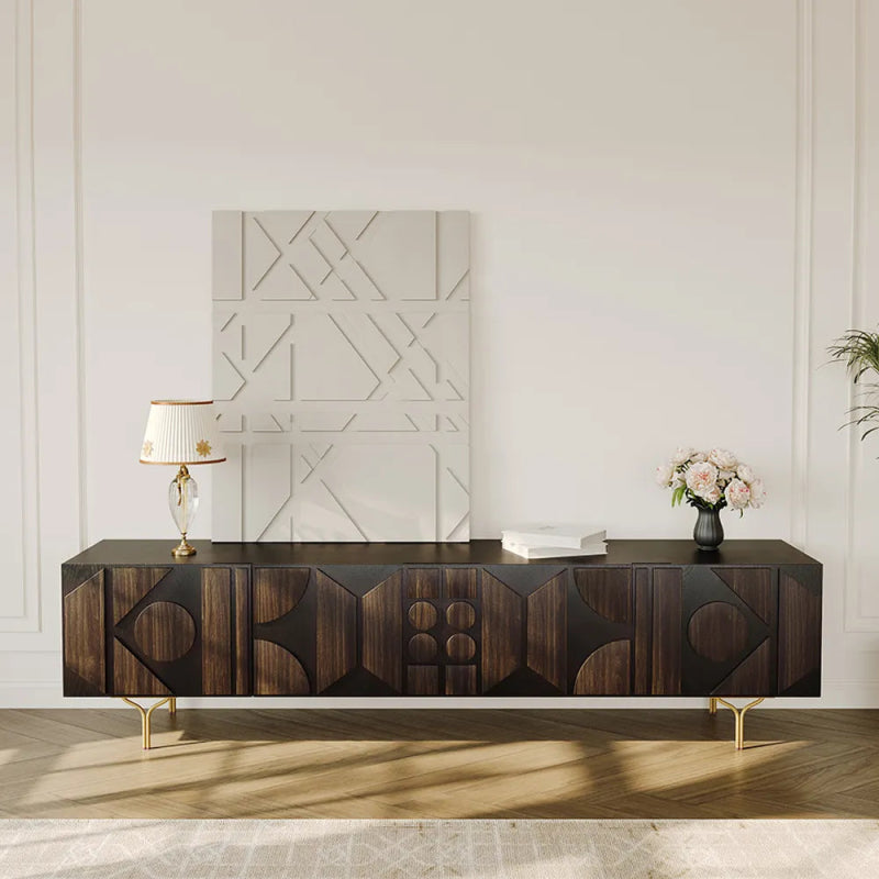 Designer Mid - Century TV Unit Media Console with Storage Media Console Table - Bone Inlay Furnitures