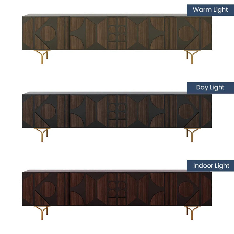 Designer Mid - Century TV Unit Media Console with Storage Media Console Table - Bone Inlay Furnitures