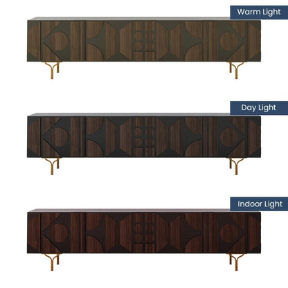 Designer Mid - Century TV Unit Media Console with Storage Media Console Table - Bone Inlay Furnitures