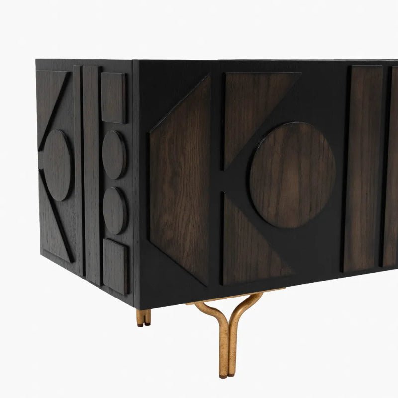 Designer Mid - Century TV Unit Media Console with Storage Media Console Table - Bone Inlay Furnitures