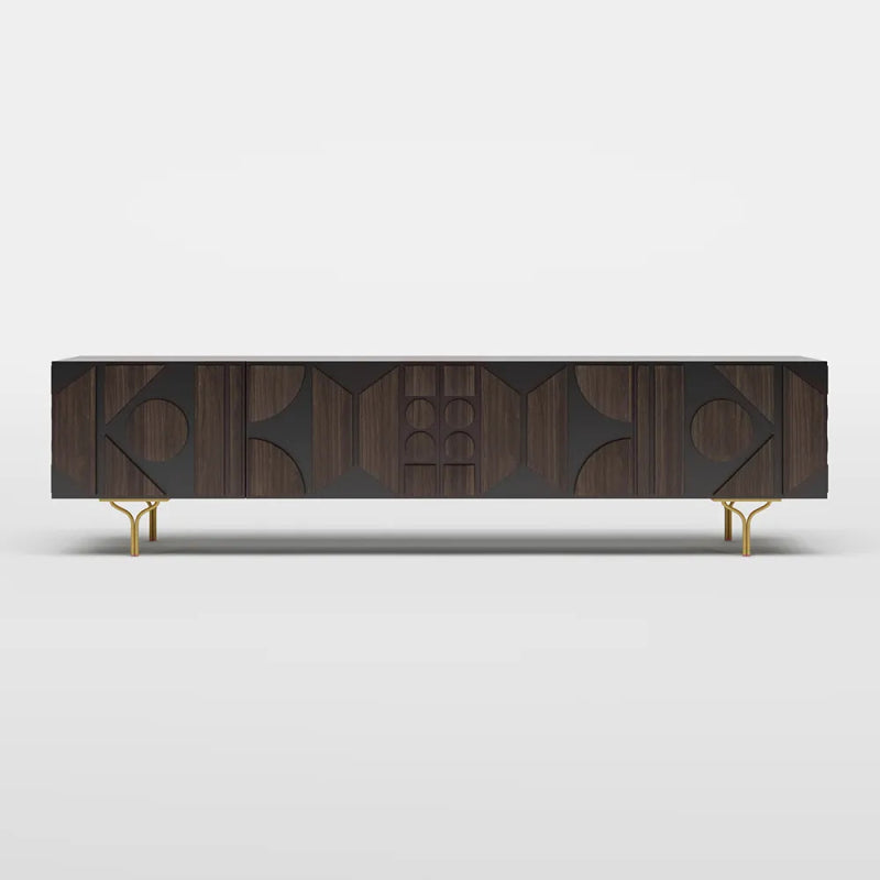 Designer Mid - Century TV Unit Media Console with Storage Media Console Table - Bone Inlay Furnitures
