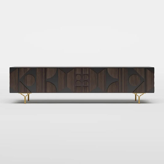 Designer Mid - Century TV Unit Media Console with Storage Media Console Table - Bone Inlay Furnitures